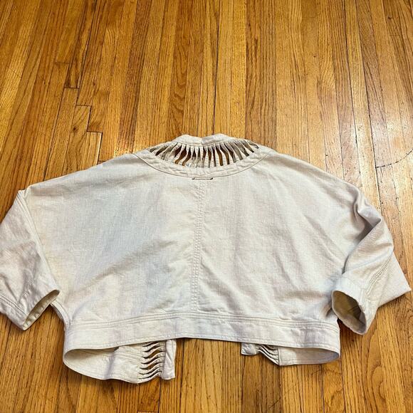 Anthropologie Hei Hei Jacket Womens Medium Large Ladder Beige Linen Blend Coat - Picture 3 of 7